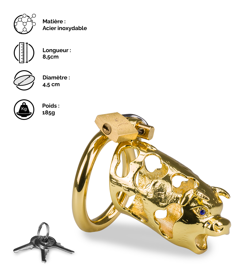 Cage de chasteté pénis astrologie chinoise Buffle Doré
