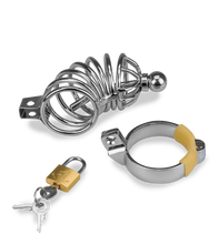 Charger l&#39;image dans la galerie, Cage de chasteté pénis et plug d&#039;urètre Guantanamo