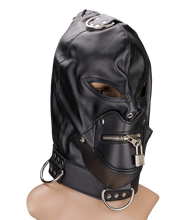 Charger l&#39;image dans la galerie, Cagoule BDSM avec fermeture éclaire pour la bouche et cadenas