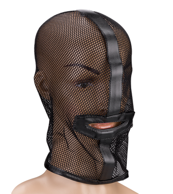 Cagoule BDSM en résille avec ouverture buccale
