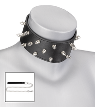 Charger l&#39;image dans la galerie, Collier BDSM cuir et pointes