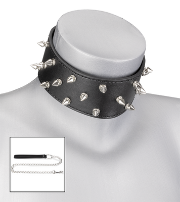 Collier BDSM cuir et pointes