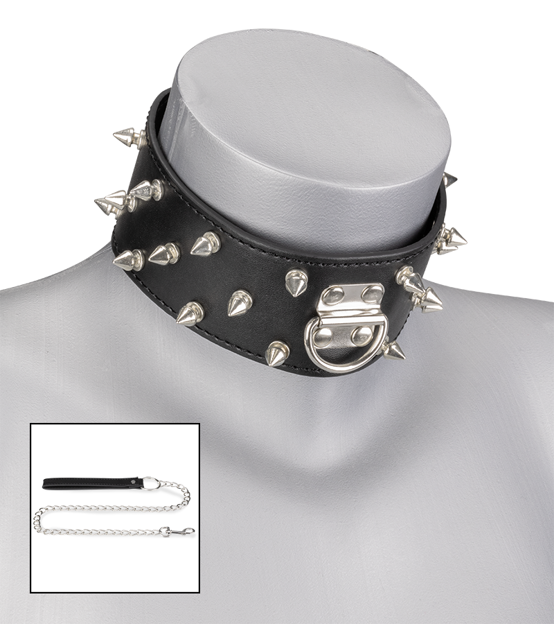 Collier BDSM pointes et chaîne