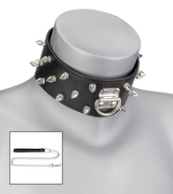 Charger l&#39;image dans la galerie, Collier BDSM pointes et chaîne