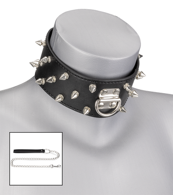 Collier BDSM pointes et chaîne