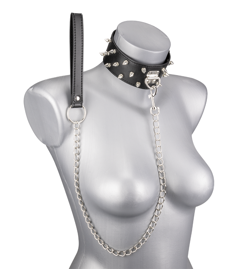 Collier BDSM pointes et chaîne