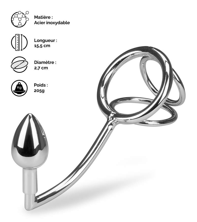 Crochet anal avec triple cockring Bondy