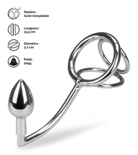 Charger l&#39;image dans la galerie, Crochet anal avec triple cockring Bondy
