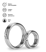 Charger l&#39;image dans la galerie, Double anneau cockring en inox Eight
