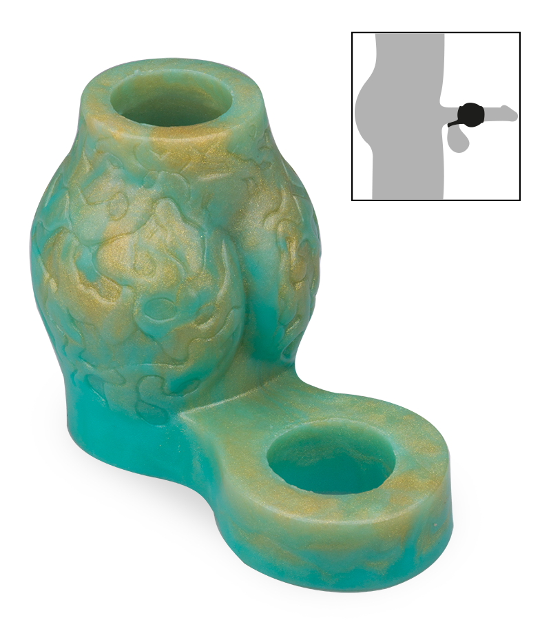 Étui pénien loup avec bulbe érectile et anneau testiculaire 7,0cm