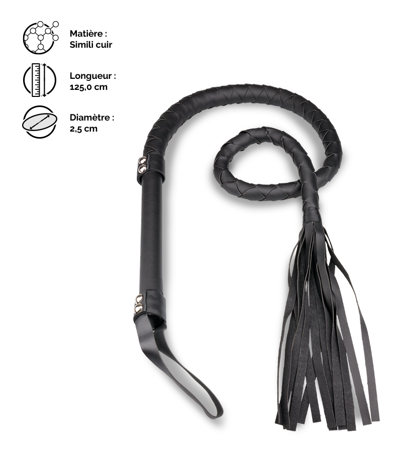 Fouet BDSM simili cuir 125,0cm