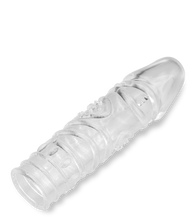 Charger l&#39;image dans la galerie, Gaine à penis texturée transparente taille M 15,0cm