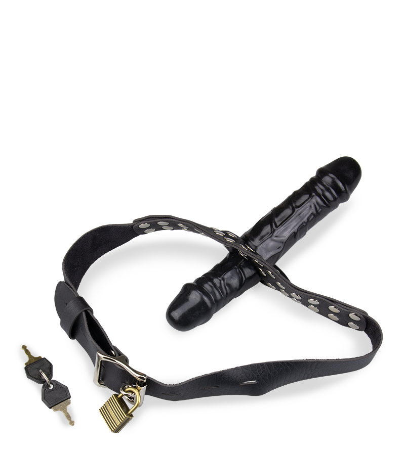 Gode ceinture bâillon pénis black