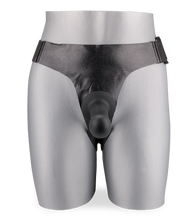 Charger l&#39;image dans la galerie, Gode harnais noir silicone doux courbé 15,0cm