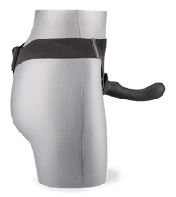Charger l&#39;image dans la galerie, Gode harnais noir silicone doux courbé 15,0cm