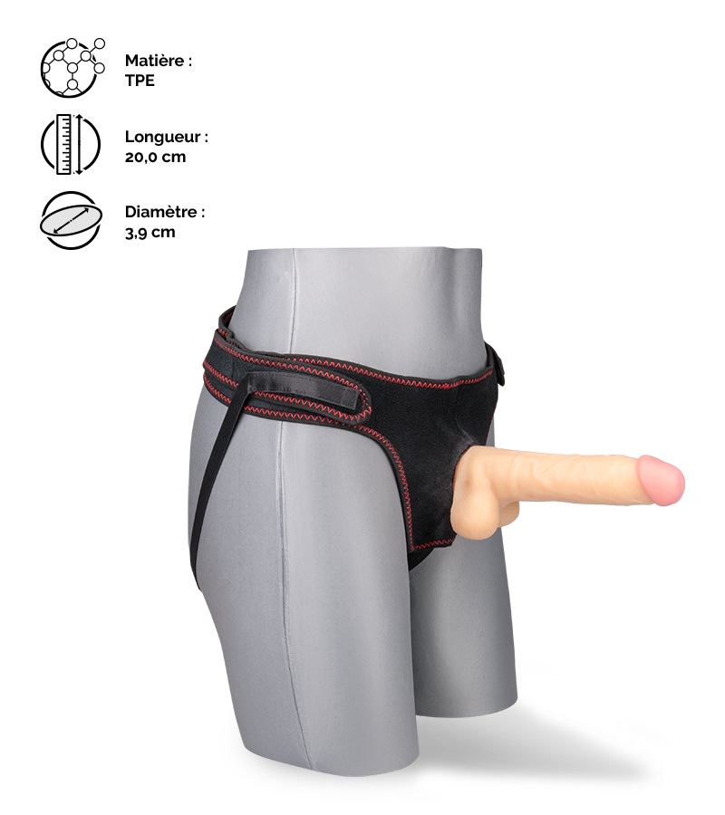 Gode ventouse réaliste avec harnais Jupiter