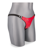 Harnais cuir rouge pour gode