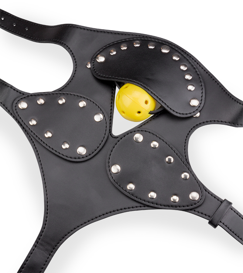 Masque BDSM en similicuir avec gag-ball