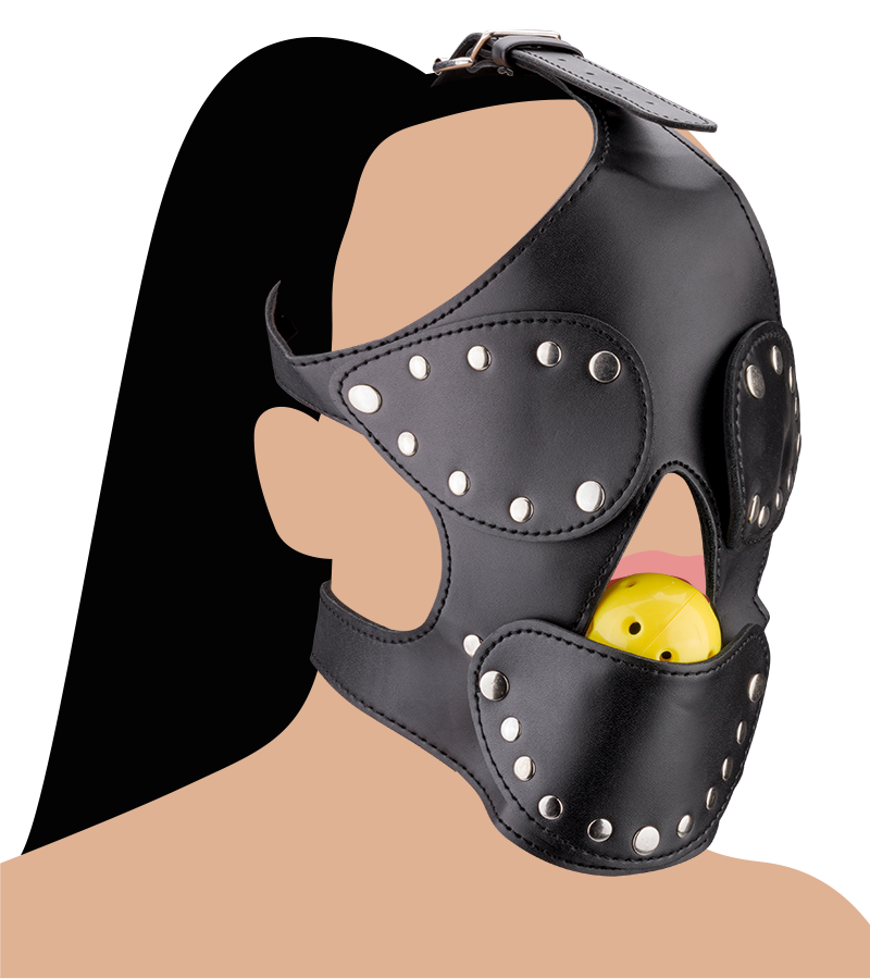 Masque BDSM en similicuir avec gag-ball
