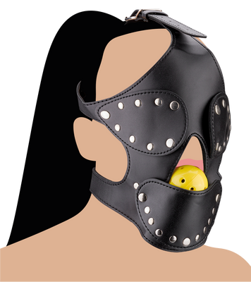 Masque BDSM en similicuir avec gag-ball