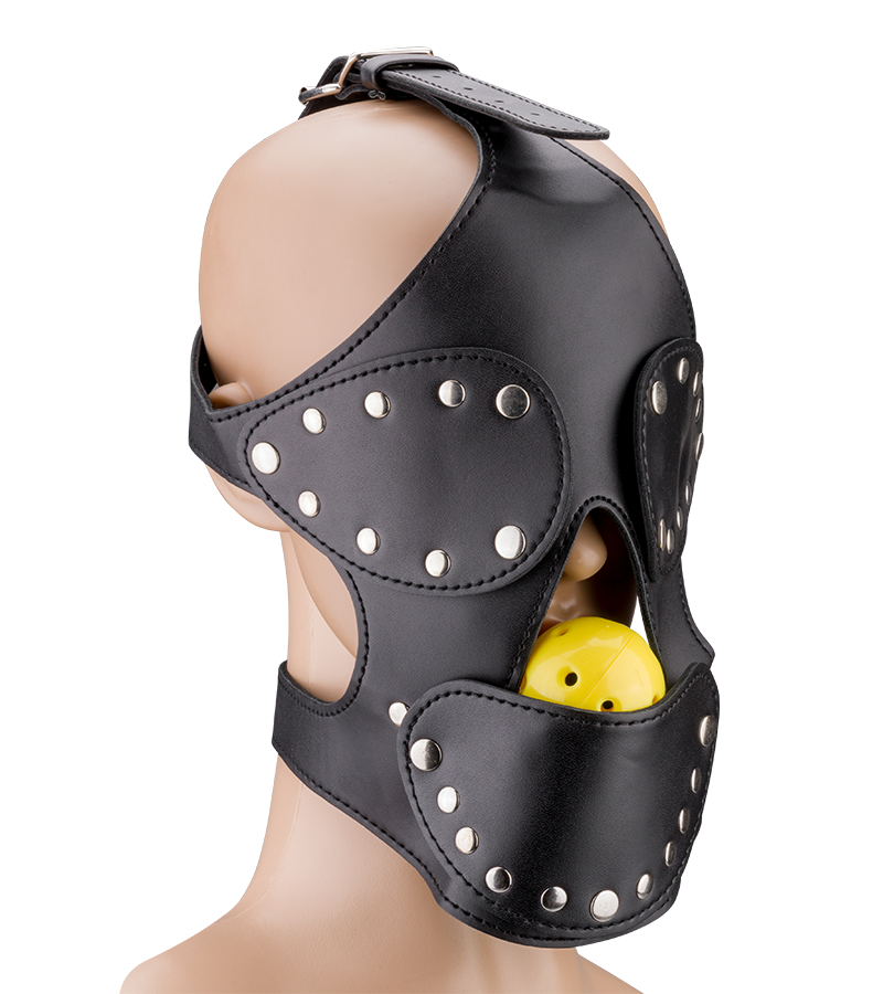 Masque BDSM en similicuir avec gag-ball