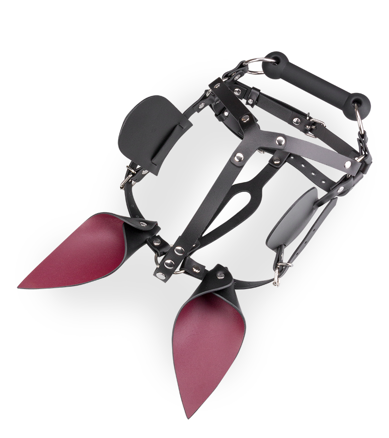 Masque cheval en similicuir avec œillères et mors