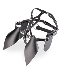 Charger l&#39;image dans la galerie, Masque cheval en similicuir avec œillères et mors