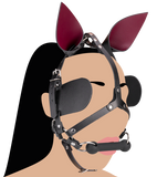 Masque cheval en similicuir avec œillères et mors