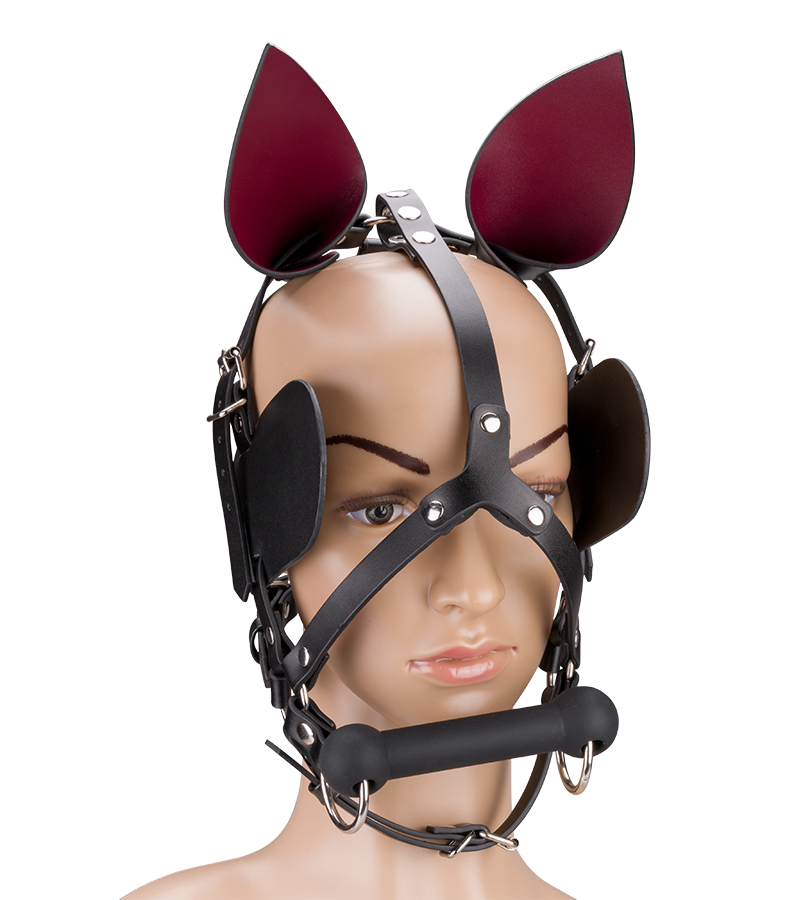 Masque cheval en similicuir avec œillères et mors