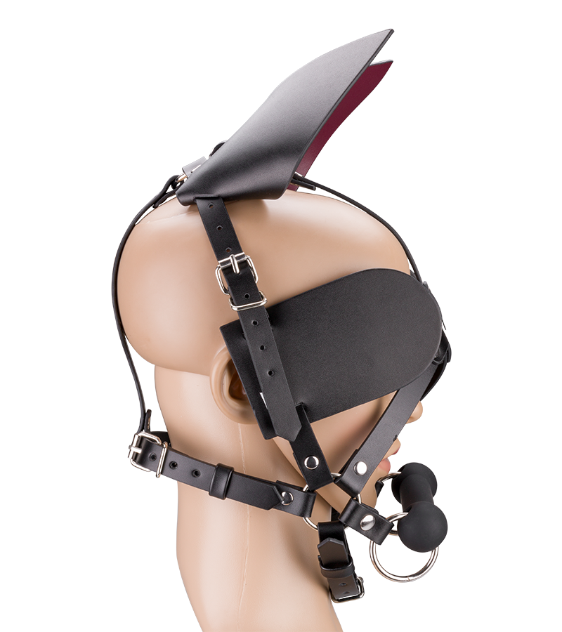 Masque cheval en similicuir avec œillères et mors