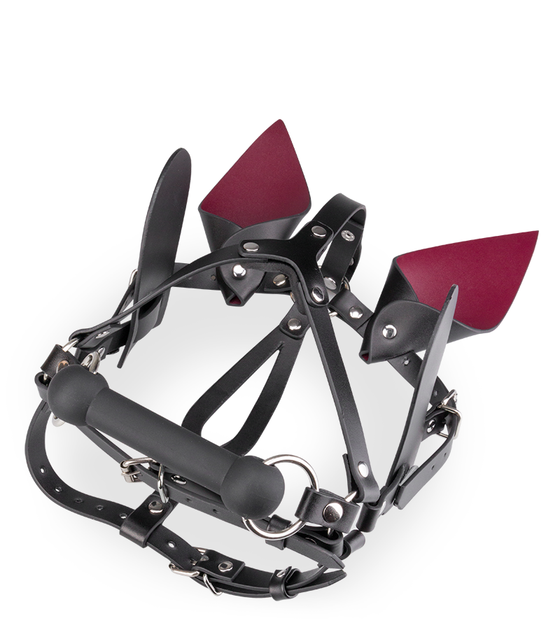 Masque cheval en similicuir avec œillères et mors