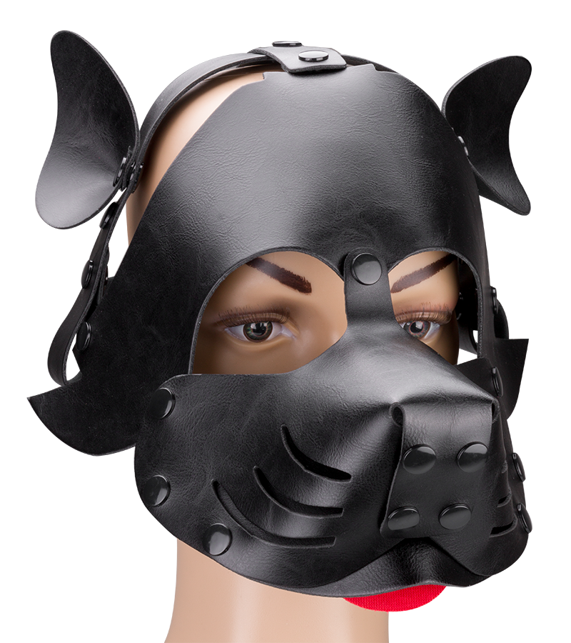 Masque de chien en similicuir avec langue