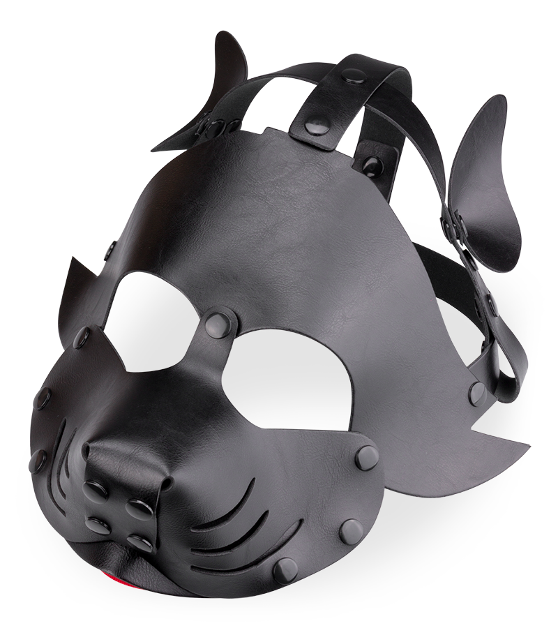 Masque de chien en similicuir avec langue