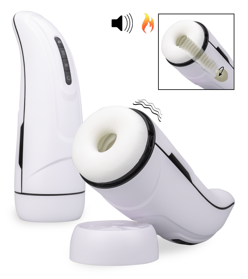 Masturbateur vibrant et chauffant avec fonction léchage Asher