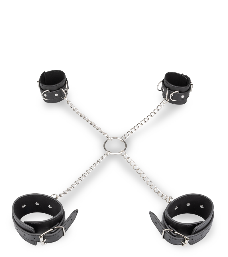 Menottes en croix chevilles poignets cuir