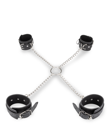 Menottes en croix chevilles poignets cuir