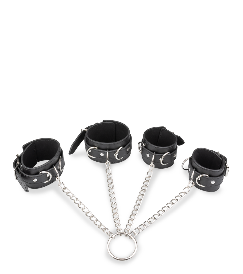 Menottes en croix chevilles poignets cuir