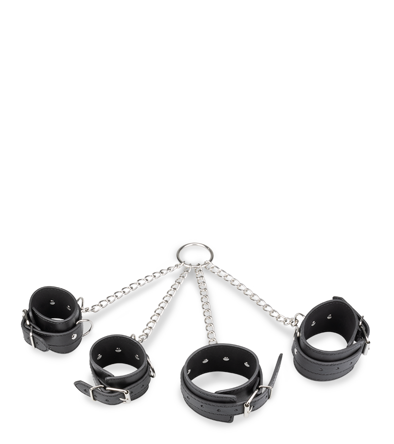 Menottes en croix chevilles poignets cuir