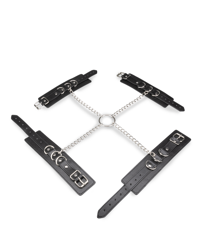 Menottes en croix chevilles poignets cuir