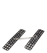 Charger l&#39;image dans la galerie, Menottes poignets cuir noir rivets