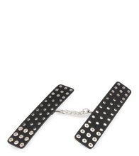 Charger l&#39;image dans la galerie, Menottes poignets cuir noir rivets