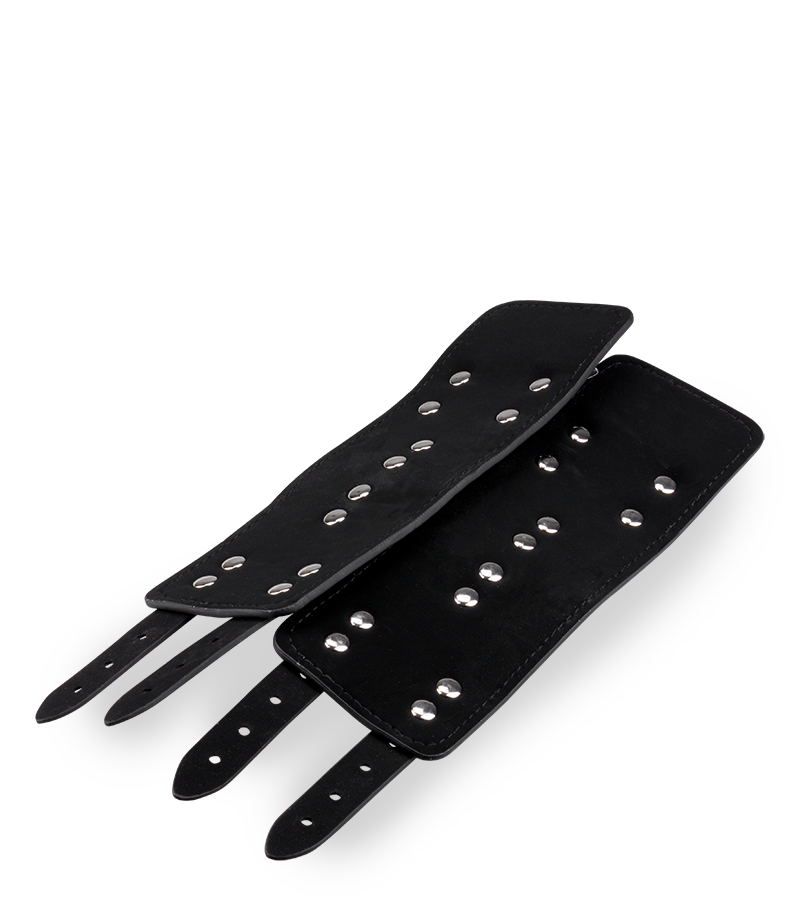 Menottes poignets réglables cuir noir BDSM