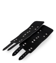 Charger l&#39;image dans la galerie, Menottes poignets réglables cuir noir BDSM