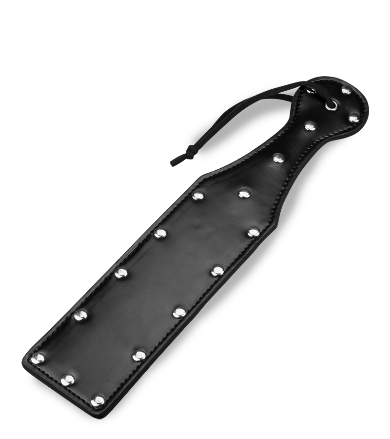 Paddle BDSM noir cuir et rivets