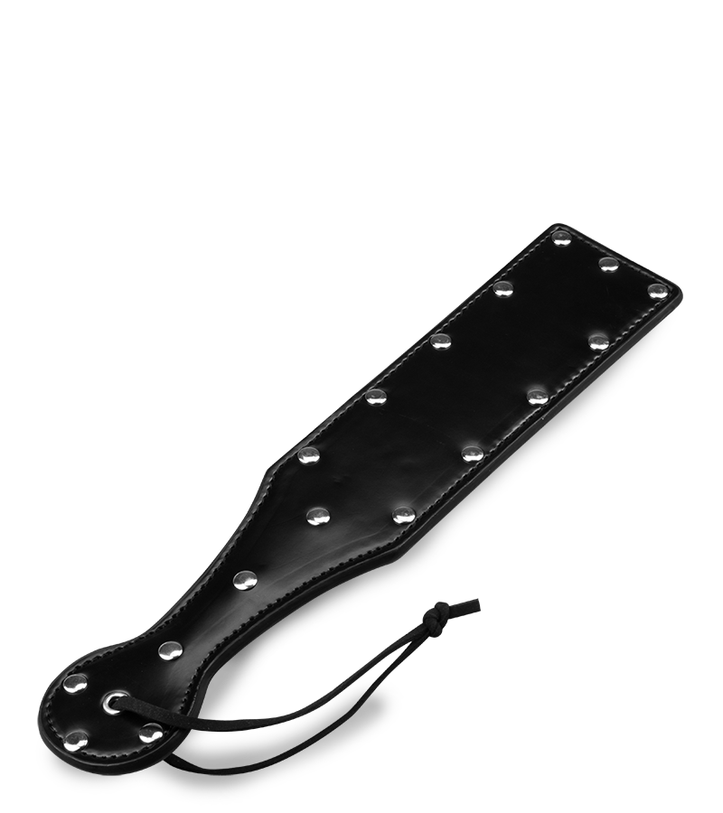 Paddle BDSM noir cuir et rivets