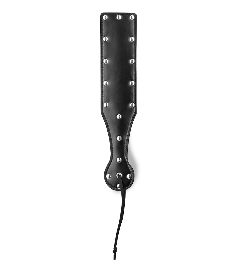 Paddle BDSM noir cuir et rivets