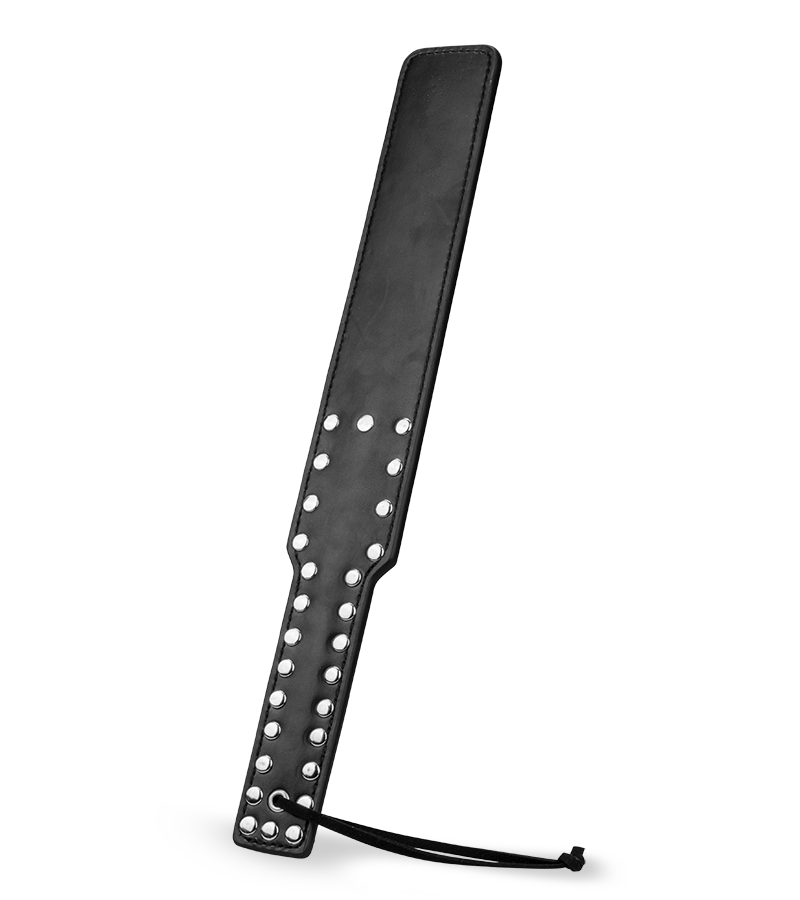 Paddle noir similicuir et rivets BDSM 38,0cm