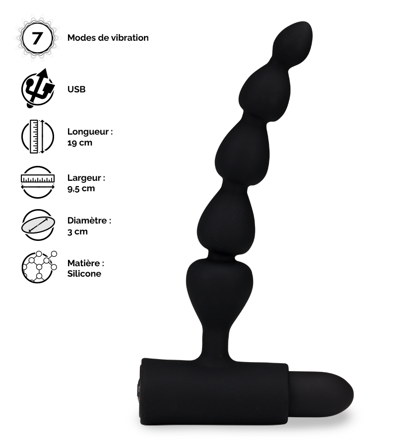 Plug anal chapelet vibrant 5 boules Bead