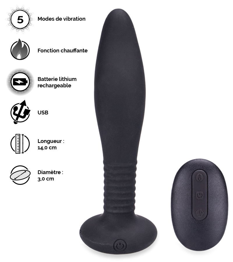 Plug anal télécommandé à distance 5 modes de vibration