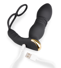 Charger l&#39;image dans la galerie, Plug anal va-et-vient et vibrations avec cockrings Luck